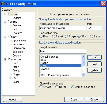 putty terminal configuration
