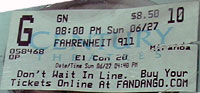 Fahrenheit 911 movie ticket