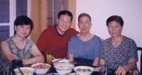 Jun with his sister and their parents