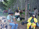 John Murray (left, foreground) and other Blackfeet collaborators at camp
